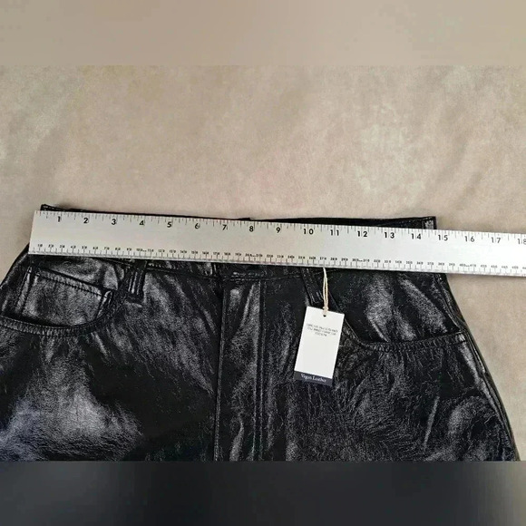 Abercrombie & Fitch Vegan Leather 90s Straight Curve Love Pants Black Size 31 - Picture 5 of 12